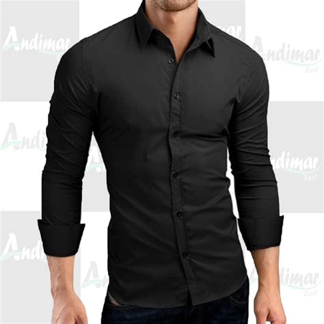 camisa preta social slim